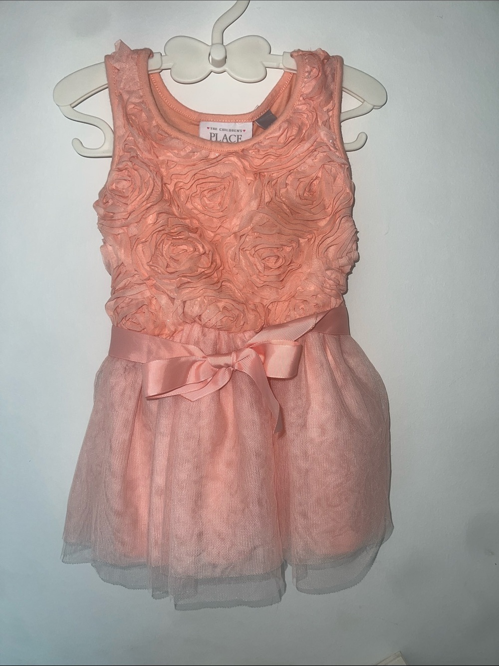 Children's Place Rosette & glitter tulle baby girls party dress- Coral pink